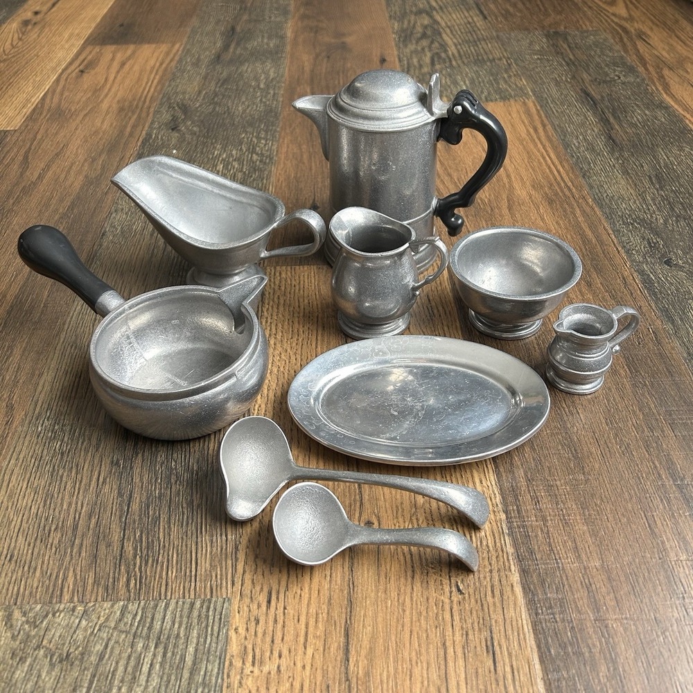 Vintage RWP USA Pewter Tea Coffee Serving Set Wilton Columbia PA 9 Pieces